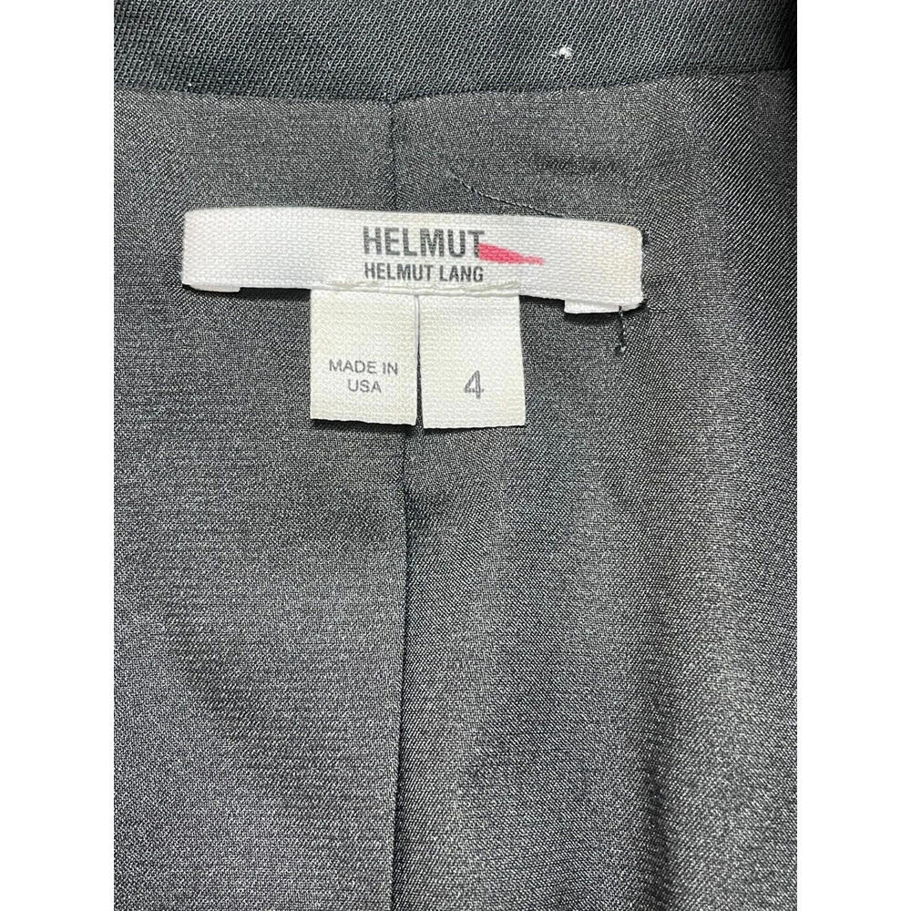 Helmut Lang Cropped Blazer Raw Hem One Button Rolled Cuff Sleeve Black Womens 4 - Picture 6 of 7